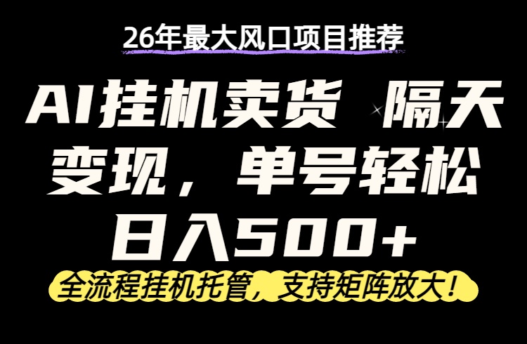 (17933期)26年最新AI挂机卖货,隔天出收益,单账号轻松日入500+-我爱项目网