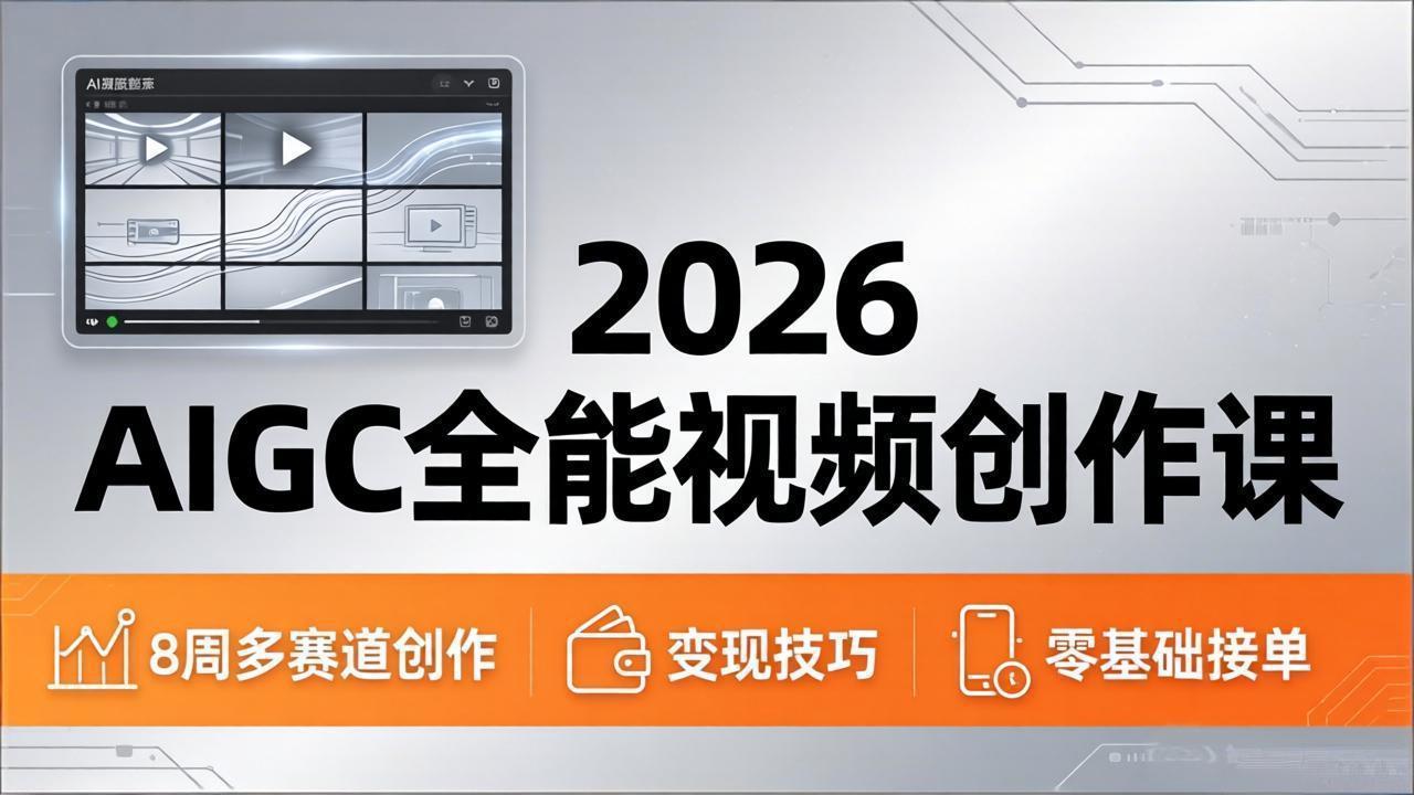 （18215期）2026AIGC全能视频创作课，8周吃透多赛道创作+变现，零基础也能高效出片接单-我爱项目网