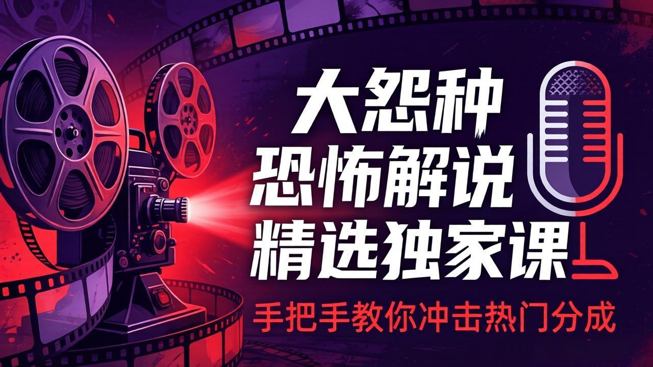 (17920期)大怨种恐怖解说精选独家课:电影下载+文案配音+片头封面,手把手教你冲击热门分成-我爱项目网