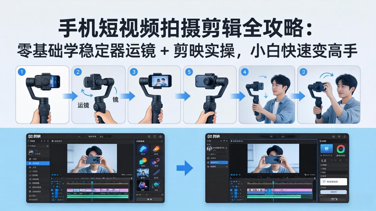 （18003期）手机短视频拍摄剪辑全攻略：零基础学稳定器运镜 + 剪映实操，小白快速变高手-我爱项目网