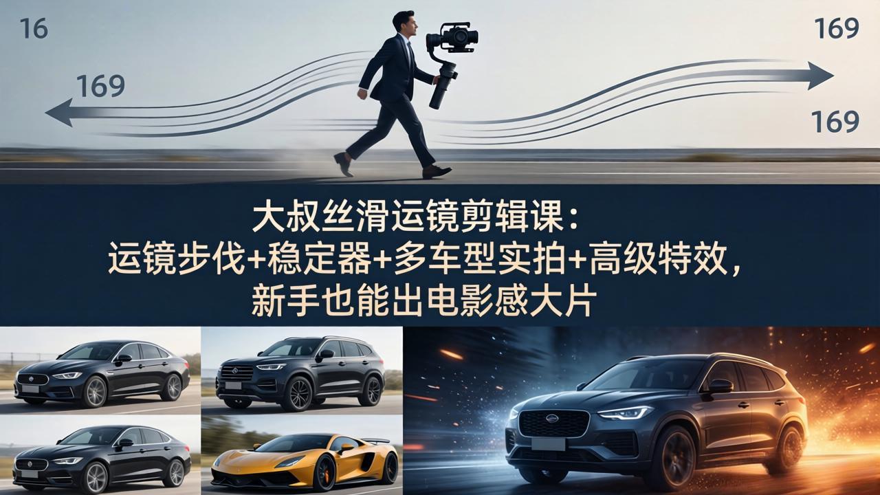 （18004期）大叔丝滑运镜剪辑课：运镜步伐+稳定器+多车型实拍+高级特效，新手也能出电影感大片-我爱项目网