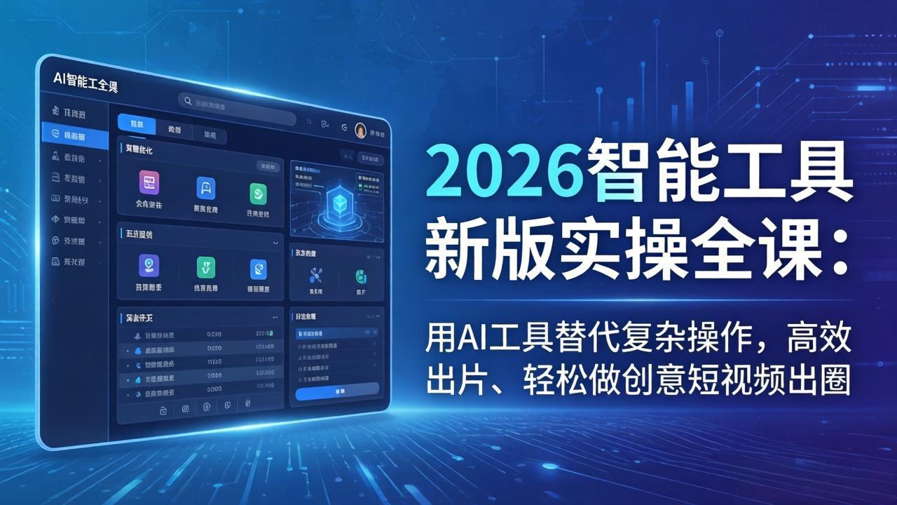 （18005期）2026智能工具新版实操全课：用AI工具替代复杂操作，高效出片、轻松做创意短视频出圈-我爱项目网