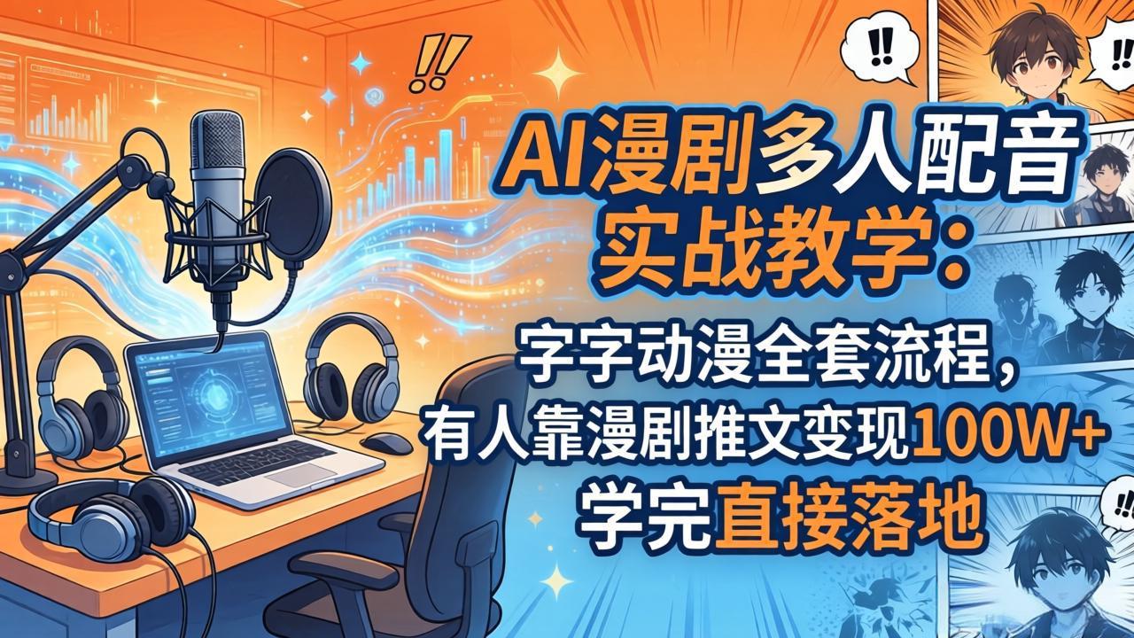 (18060期) AI漫剧多人配音实战教学:字字动漫全套流程,有人靠漫剧推文变现100W+,学完直接落地-我爱项目网