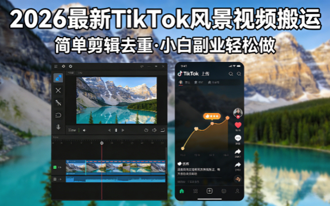 （18001期）2026最新TikTok风景视频搬运简单剪辑去重小白副业月入 8000-我爱项目网