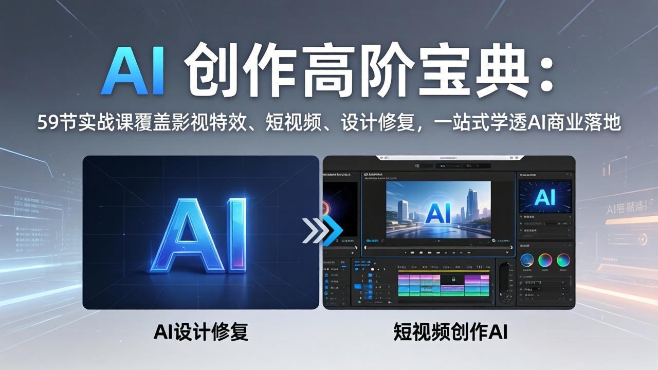 （17887期）AI 创作高阶宝典：59节实战课覆盖影视特效、短视频、设计修复，一站式学透AI商业落地-我爱项目网