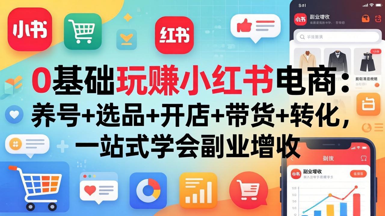 （17949期）0基础玩赚小红书电商：养号+选品+开店+带货+转化，一站式学会副业增收-我爱项目网