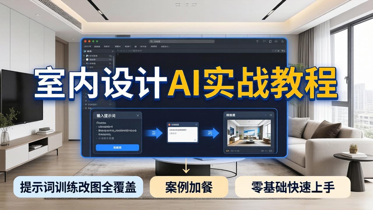 （18216期）2026室内设计AI实战教程，提示词训练改图全覆盖，搭配案例加餐，零基础也能快速上手-我爱项目网