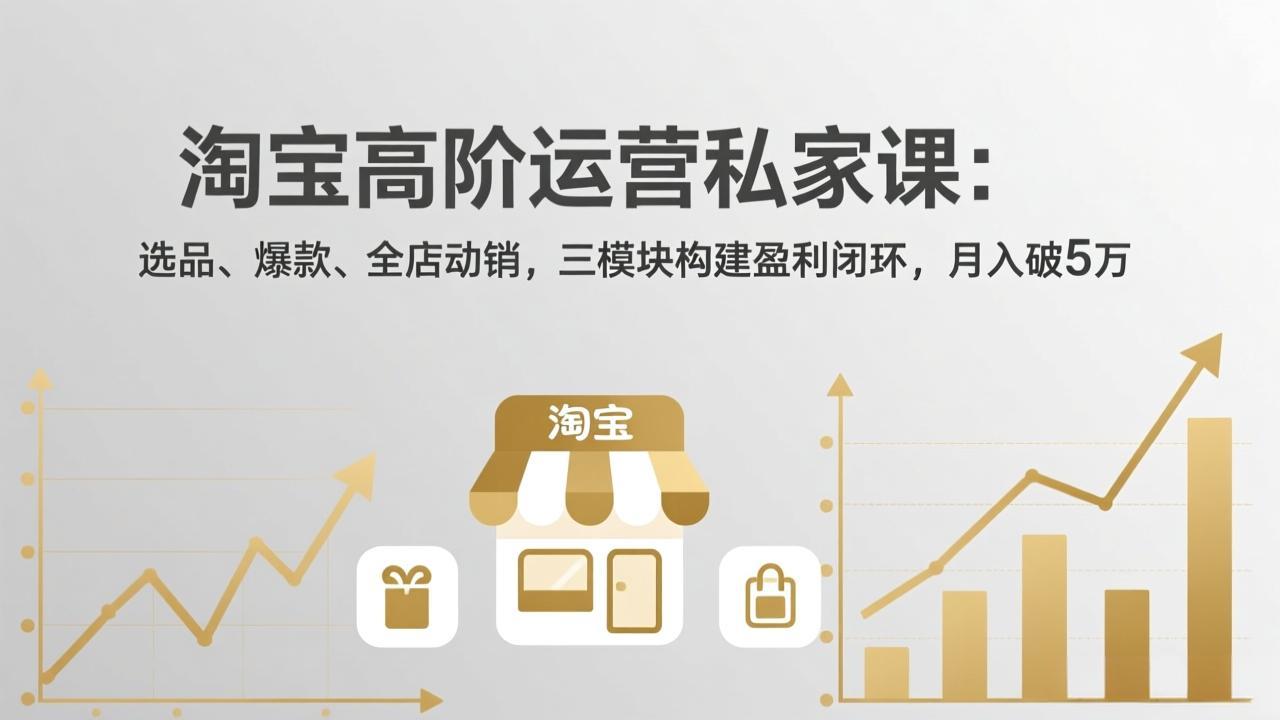 （18095期）淘宝高阶运营私家课（更新26年4月18）：选品、爆款、全店动销，三模块构建盈利闭环，月入破5万-我爱项目网