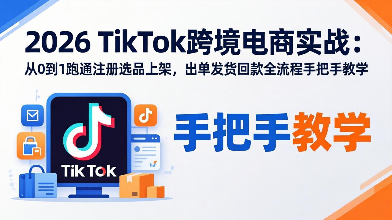 （18027期）2026TikTok跨境电商实战-更新：从0到1跑通注册选品上架，出单发货回款全流程手把手教学-我爱项目网