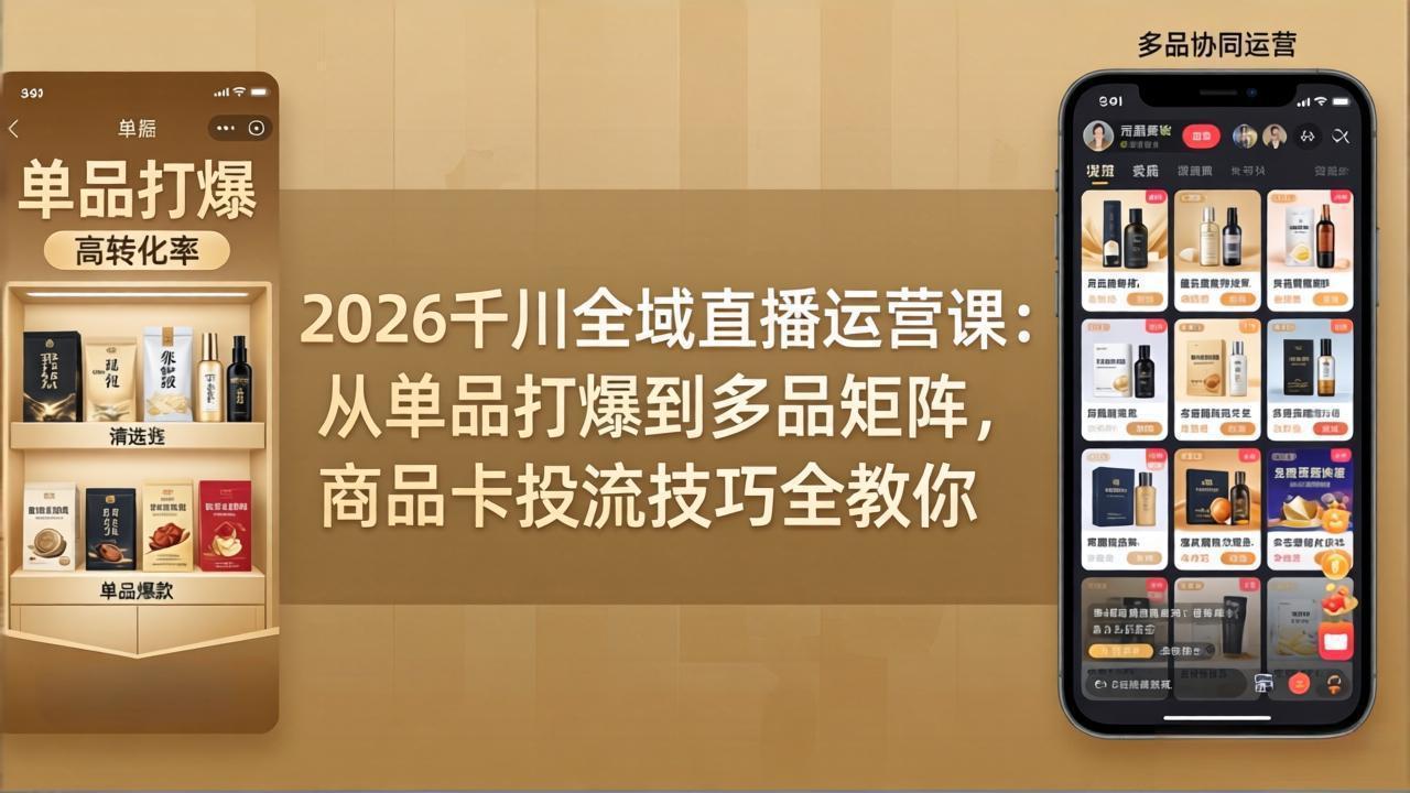 （18028期）2026千川全域直播运营课：从单品打爆到多品矩阵，商品卡投流技巧全教你-我爱项目网