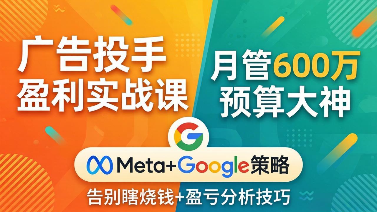 （17925期）广告投手盈利实战课：月管600万预算大神，带你告别瞎烧钱，Meta+Google策略+盈亏分析-我爱项目网