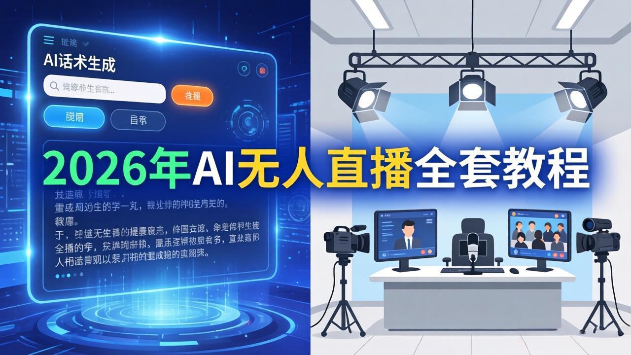 （17953期）2026年AI无人直播全套教程：OBS安装+软件配置+直播间搭建+话术生成+一键开播实操-我爱项目网