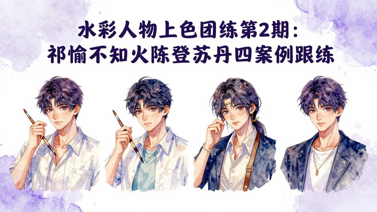 （17954期）水彩人物上色团练第2期：祁煜不知火陈登苏丹四案例跟练，手把手提升绘画能力-我爱项目网