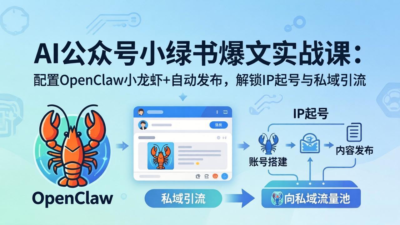 （18132期）AI公众号小绿书变现实战课：小绿书爆文写作+OpenClaw自动发布，解锁IP起号与私域引流-我爱项目网