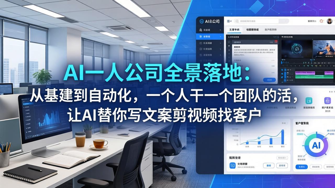 （17939期）AI一人公司全景落地：从基建到自动化，一个人干一个团队的活，让AI替你写文案剪视频找客户-我爱项目网