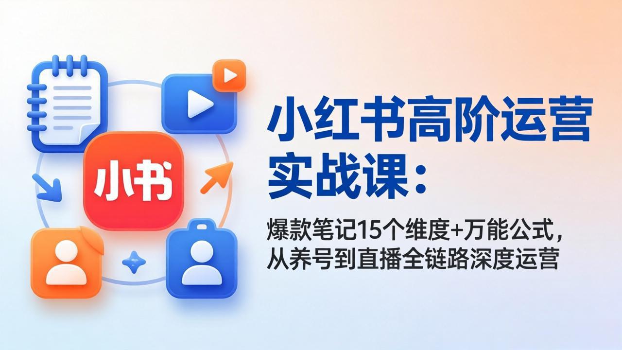 （17844期）小红书高阶运营实战课：爆款笔记15个维度+万能公式，从养号到直播全链路深度运营-我爱项目网
