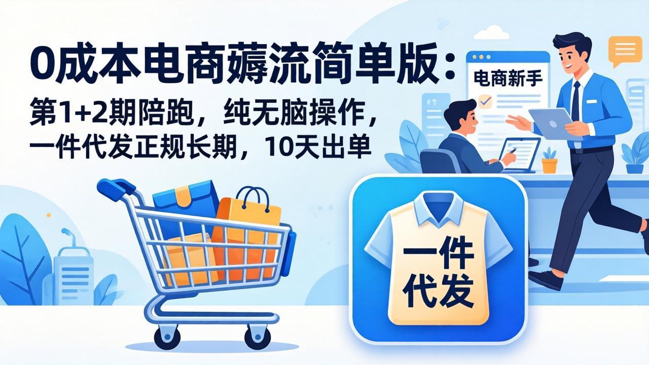 （17880期）0成本电商薅流简单版：第1+2期陪跑，纯无脑操作，一件代发正规长期，10天出单-我爱项目网