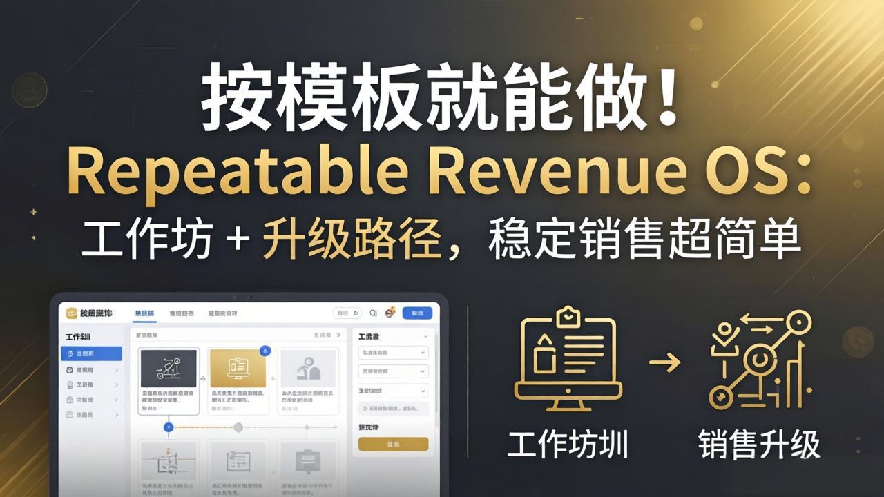 （18085期）按模板就能做！Repeatable Revenue OS：工作坊 + 升级路径，稳定销售超简单-我爱项目网
