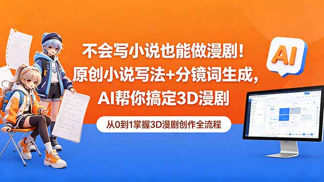 (18512期)不会写小说也能做漫剧!原创小说写法+分镜词生成,AI帮你搞定3D漫剧-我爱项目网
