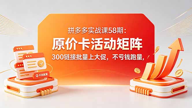 (18395期)拼多多实战课58期:原价卡活动矩阵,300链接批量上大促,不亏钱跑量-我爱项目网