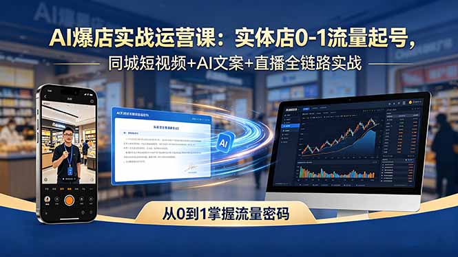 （18451期）AI爆店实战运营课：实体店0-1流量起号，同城短视频+AI文案+直播全链路实战-我爱项目网