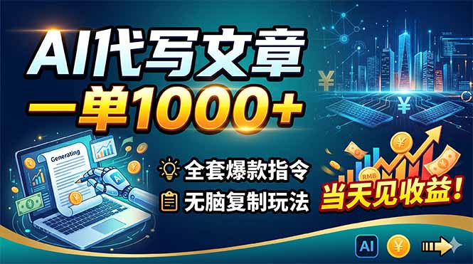 (18575期)AI代写文章,一单1000+,全套爆款指令+无脑复制玩法,当天见收益!-我爱项目网