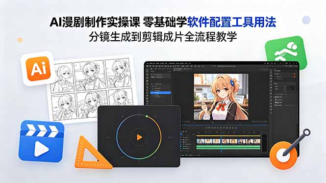 （18605期）AI漫剧制作实操课 零基础学软件配置工具用法 分镜生成到剪辑成片全流程教学-我爱项目网