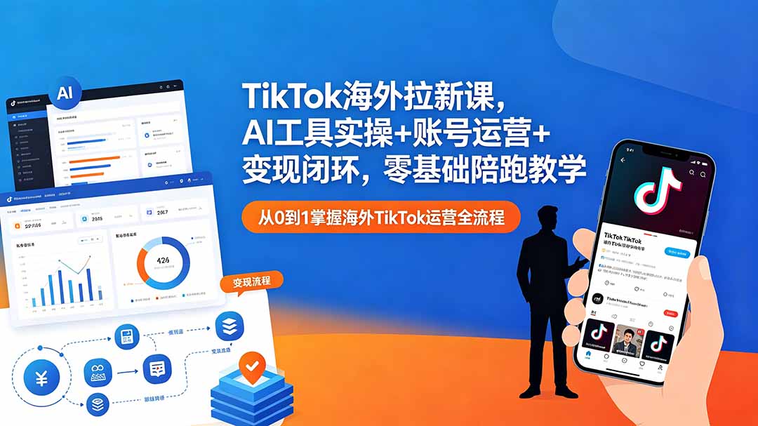 （18522期）TikTok海外拉新课，AI工具实操+账号运营+变现闭环，零基础陪跑教学-我爱项目网