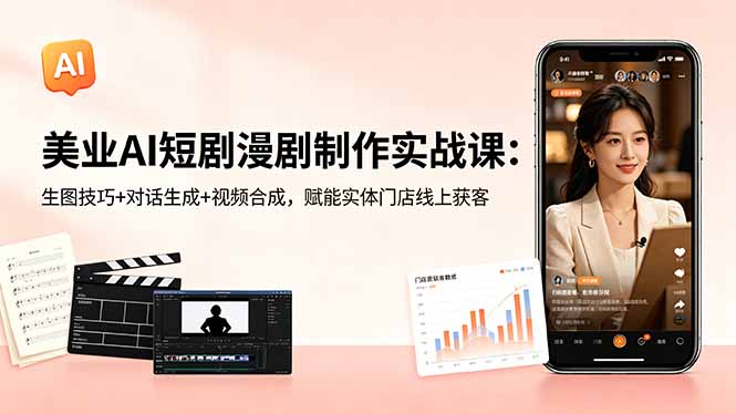 （18536期）美业AI短剧漫剧制作实战课：生图技巧+对话生成+视频合成，赋能实体门店线上获客-我爱项目网