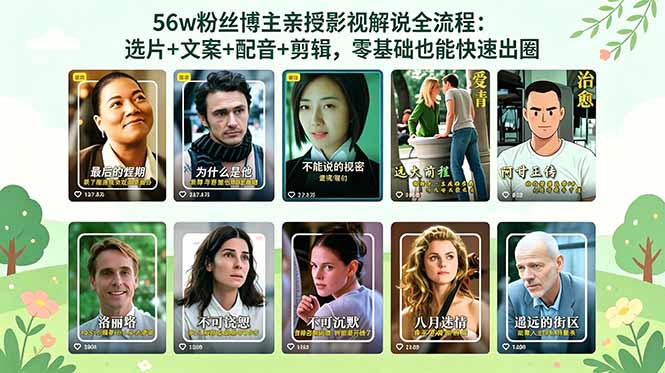 （18579期）56万粉丝博主亲授影视解说全流程：选片+文案+配音+剪辑，零基础也能快速出圈-我爱项目网