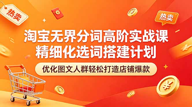 (18564期)淘宝无界分词高阶实战课 精细化选词搭建计划 优化图文人群轻松打造店铺爆款-我爱项目网