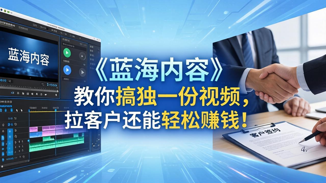 （18301期）做视频卷不动了？《蓝海内容》教你搞独一份视频，拉客户还能轻松赚钱！-我爱项目网