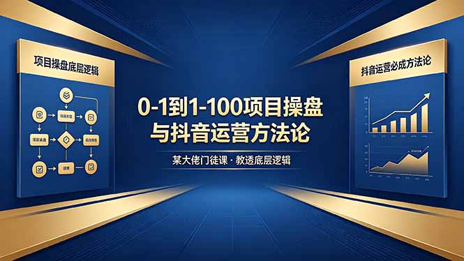 （18382期）0-1到1-100怎么建？某大佬门徒课教透项目操盘底层逻辑+抖音运营必成方法论-我爱项目网