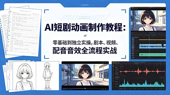 （18351期）AI短剧动画制作教程：零基础到独立实操，剧本、视频、配音音效全流程实战-我爱项目网