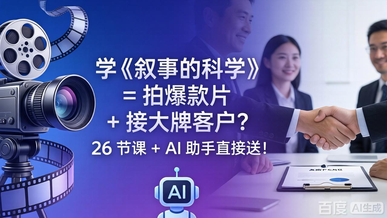 （18302期）学《叙事的科学》= 拍爆款片 + 接大牌客户？26 节课 + AI 助手直接送！-我爱项目网