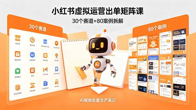 （18342期）小红书虚拟运营出单矩阵课：30个赛道+80案例拆解，AI赋能批量生产笔记-我爱项目网