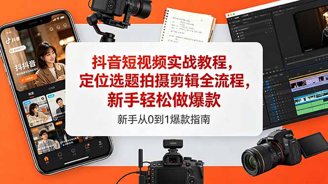 （18524期）抖音短视频实战教程，定位选题拍摄剪辑全流程，新手轻松做爆款-我爱项目网
