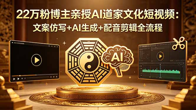 （18580期）22万粉博主亲授AI道家文化短视频：文案仿写+AI生成+配音剪辑全流程-我爱项目网