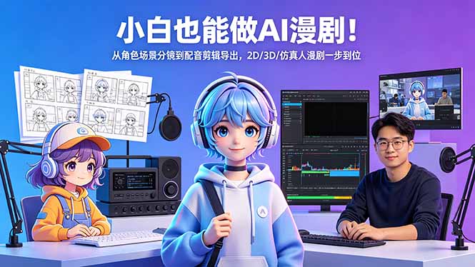 （18343期）小白也能做AI漫剧！从角色场景分镜到配音剪辑导出，2D/3D/仿真人漫剧一步到位-我爱项目网