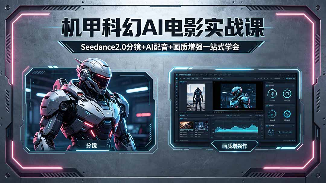 （18298期）机甲科幻 AI 电影实战课，Seedance2.0 分镜 + AI 配音 + 画质增强一站式学会-我爱项目网
