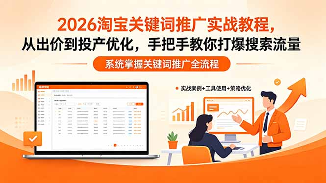 （18423期）2026淘宝关键词推广实战教程，，从出价到投产优化，手把手教你打爆搜索流量-我爱项目网