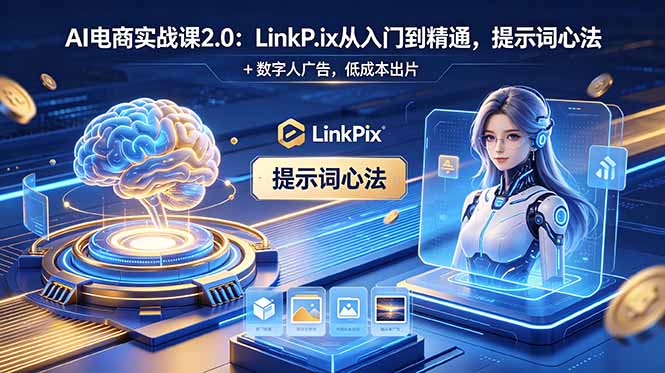 (18655期)AI 电商实战课2.0|LinkPix 从入门到精通,提示词心法 + 数字人广告,低成本出片-我爱项目网