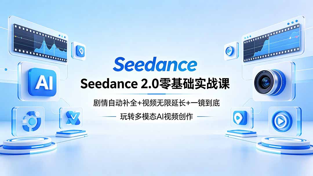 （18312期）Seedance 2.0零基础实战课：剧情自动补全+视频无限延长+一镜到底：玩转多模态AI视频创作-我爱项目网