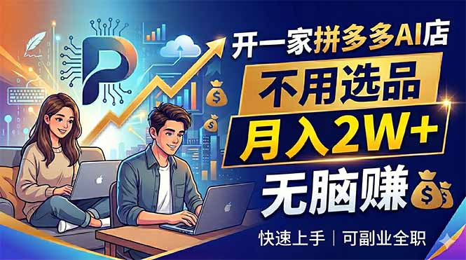 （18520期）开一家拼多多AI店，不用选品，月入2W+，无脑赚，可副业全职-我爱项目网