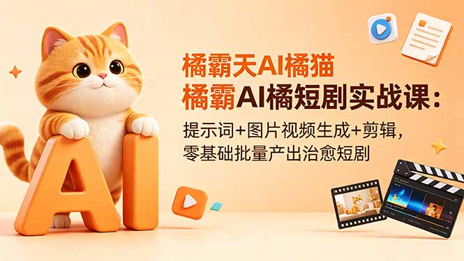 （18542期）橘霸天AI橘猫短剧实战课：提示词+图片视频生成+剪辑，零基础批量产出治愈短剧-我爱项目网