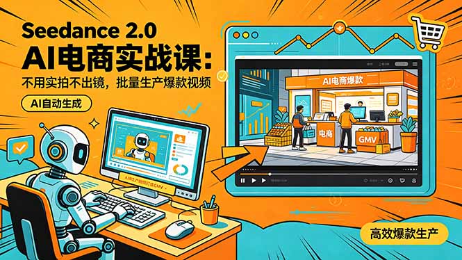 （18433期）Seedance 2.0 AI电商实战课：不用实拍不出镜，批量生产爆款视频打爆GMV-我爱项目网