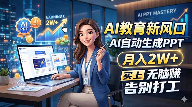 （18330期）AI教育新风口，AI自动生成PPT，月入2W+，无脑赚，告别打工-我爱项目网