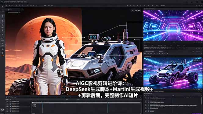 （18475期）AIGC影视剪辑进阶课：DeepSeek生成脚本+Martini生成视频+剪辑后期，完整制作AI短片-我爱项目网