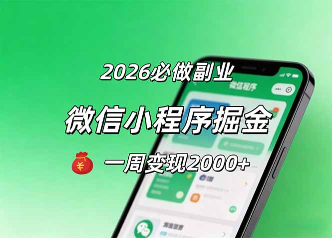 （18356期）2026微信小程序掘金，简单好上手，一周变现2000+-我爱项目网