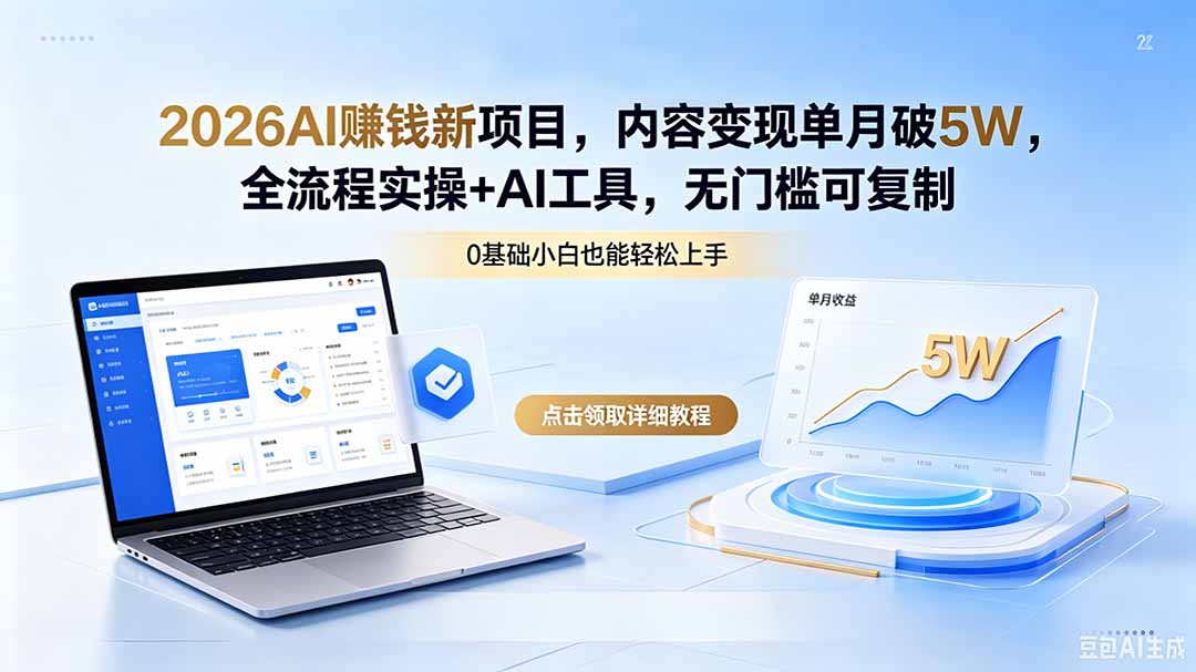 （18476期）2026AI赚钱新项目，内容变现单月破5W，全流程实操+AI工具，无门槛可复制-我爱项目网